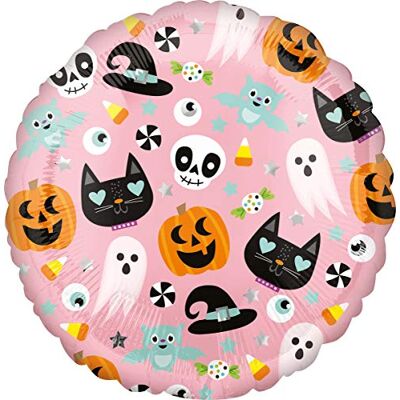 amscan 399901 Folienballon Halloween, Rosa mit Geistern, Kürbissen, Katzen, Fledermäusen, Hexenhut, Dekoration, Heliumballon, Party, Gruselparty amscan 399901 Folienballon Halloween, Rosa mit Geistern, Kürbissen, Katzen, Fledermäusen, Hexenhut, Dekoration, Heliumballon, Party, Gruselparty