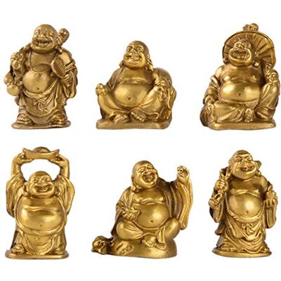Brass Statu Lachende Buddha-Figuren aus Messing, 5,1 cm, 6 Stück Brass Statu Lachende Buddha-Figuren aus Messing, 5,1 cm, 6 Stück