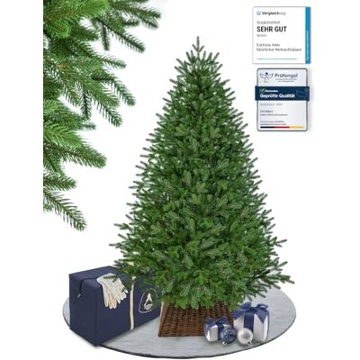 eveXmas Adele Künstlicher Weihnachtsbaum 185 cm, 591 Zweige, 100% PE Spritzguss – Christbaum und Tannenbaum grün, Nordmanntanne Optik, wie echt, inkl. Metallständer, Aufbewahrungstasche und Baumkorb eveXmas Adele Künstlicher Weihnachtsbaum 185 cm, 591 Zweige, 100% PE Spritzguss – Christbaum und Tannenbaum grün, Nordmanntanne Optik, wie echt, inkl. Metallständer, Aufbewahrungstasche und Baumkorb