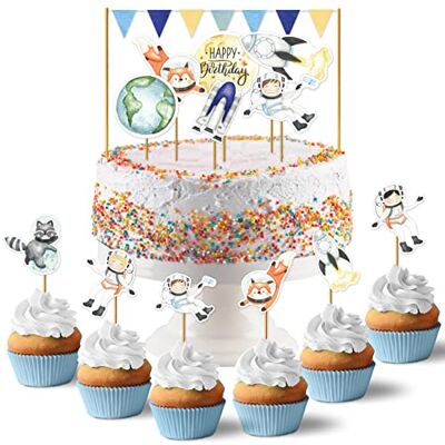 Papierdrachen Cake Topper Astronaut Kuchendekoration Kuchen Topper 19-teilig Decor Pins für Geburtstagskuchen Kindergeburtstag Tortendeko Set 5 Papierdrachen Cake Topper Astronaut Kuchendekoration Kuchen Topper 19-teilig Decor Pins für Geburtstagskuchen Kindergeburtstag Tortendeko Set 5