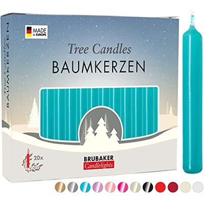 BRUBAKER 20er Pack Baumkerzen Wachs Weihnachtskerzen Türkis Pyramidenkerzen Christbaumkerzen BRUBAKER 20er Pack Baumkerzen Wachs Weihnachtskerzen Türkis Pyramidenkerzen Christbaumkerzen