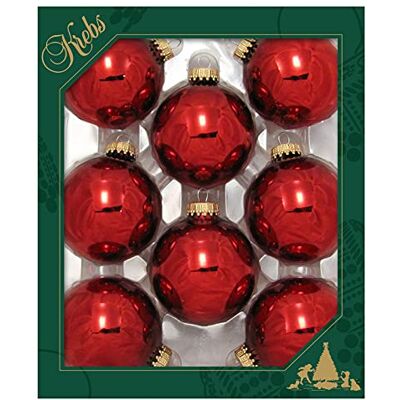 Krebs Glas Lauscha Christmas By Krebs Weihnachtsbaumschmuck aus Glas, 67 mm, 8 Stück, Nahtlose Hängedekoration (glänzendes Weihnachtsrot) Krebs Glas Lauscha Christmas By Krebs Weihnachtsbaumschmuck aus Glas, 67 mm, 8 Stück, Nahtlose Hängedekoration (glänzendes Weihnachtsrot)