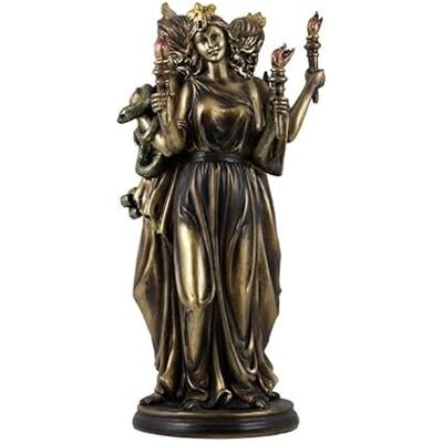 DRW Figur Hekate, Göttin der Magie der Nacht, Göttin der Hexen und Zauberer, Bronze-Finish, Kunstharz, handbemalt, 10 x 10 x 29 cm DRW Figur Hekate, Göttin der Magie der Nacht, Göttin der Hexen und Zauberer, Bronze-Finish, Kunstharz, handbemalt, 10 x 10 x 29 cm