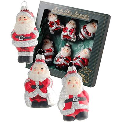 Krebs Glas Lauscha Weihnachtsdekoration/Christbaumschmuck aus Glas 6er Set Mini Weihnachtsmänner Farbe: Rot, Silber Größe: ca. 7-9 cm Krebs Glas Lauscha Weihnachtsdekoration/Christbaumschmuck aus Glas 6er Set Mini Weihnachtsmänner Farbe: Rot, Silber Größe: ca. 7-9 cm