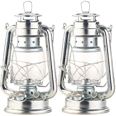 Lunartec Öllampe: 2er-Set Nostalgische Petroleum-Sturmlaternen mit Glaskolben, verzinkt (Oil Lamp, Petroleum-Lampe, Grill) Lunartec Öllampe: 2er-Set Nostalgische Petroleum-Sturmlaternen mit Glaskolben, verzinkt (Oil Lamp, Petroleum-Lampe, Grill)
