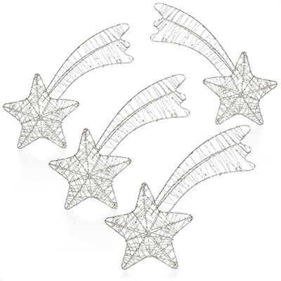 com-four ® 4X Deko Sterne Weihnachten, Weihnachtsdekoration Stern aus Metall weißer Weihnachtsstern als Aufhänger mit Glitzer com-four ® 4X Deko Sterne Weihnachten, Weihnachtsdekoration Stern aus Metall weißer Weihnachtsstern als Aufhänger mit Glitzer