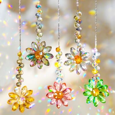nuyikaso 5 Stück Sonnenfänger Kristall Blume Windspiel Fenster Anhänger Regenbogen Kristalle Deko Fensterdeko Hängend für Haus Garten Weihnachten Tag Party Hochzeit Geschenke nuyikaso 5 Stück Sonnenfänger Kristall Blume Windspiel Fenster Anhänger Regenbogen Kristalle Deko Fensterdeko Hängend für Haus Garten Weihnachten Tag Party Hochzeit Geschenke