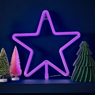 Ginger Ray Weihnachtsdekoration, groß, lilafarbener Stern, Neonlicht, Kamin, Tischdekoration Ginger Ray Weihnachtsdekoration, groß, lilafarbener Stern, Neonlicht, Kamin, Tischdekoration