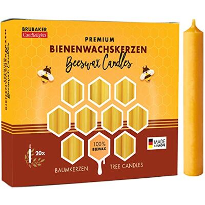 BRUBAKER 100er Pack Baumkerzen 100% Bienenwachs Weihnachtskerzen Pyramidenkerzen Christbaumkerzen Honig-Gelb BRUBAKER 100er Pack Baumkerzen 100% Bienenwachs Weihnachtskerzen Pyramidenkerzen Christbaumkerzen Honig-Gelb