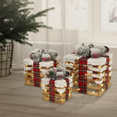 ECD Germany 3er Set LED Geschenkboxen, Braun, Holz geschneit, batteriebetrieben mit Timer, Weihnachtsdeko Weihnachten Geschenk Beleuchtet Weihnachtsbaum Dekoration Weihnachtsgeschenkbox Leuchtkästen ECD Germany 3er Set LED Geschenkboxen, Braun, Holz geschneit, batteriebetrieben mit Timer, Weihnachtsdeko Weihnachten Geschenk Beleuchtet Weihnachtsbaum Dekoration Weihnachtsgeschenkbox Leuchtkästen