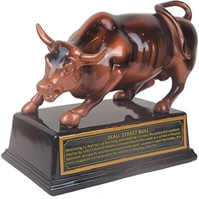Torkia Offiziell lizenzierte Bronze-Wall-Street-Charge-Börsenmarkt NYC-Figur mit Sockel, (Größe M: 12,7 cm) Torkia Offiziell lizenzierte Bronze-Wall-Street-Charge-Börsenmarkt NYC-Figur mit Sockel, (Größe M: 12,7 cm)