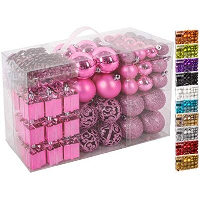 BRUBAKER 101-teiliges Set Weihnachtskugeln mit Baumspitze Rosa Christbaumschmuck für den Weihnachtsbaum BRUBAKER 101-teiliges Set Weihnachtskugeln mit Baumspitze Rosa Christbaumschmuck für den Weihnachtsbaum