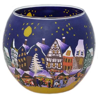 Unbekannt Hellmann Leuchtglas 173 Stadt mit Weihnachtsmarkt Candle Holder Glas Multicolored, Purple 11 cm Durchmesser, 9 cm Höhe Feiertage, Weihnachten Unbekannt Hellmann Leuchtglas 173 Stadt mit Weihnachtsmarkt Candle Holder Glas Multicolored, Purple 11 cm Durchmesser, 9 cm Höhe Feiertage, Weihnachten