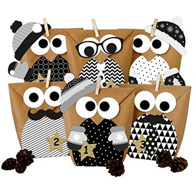 Papierdrachen Adventskalender 2026 DIY Papiertüten mit Eulen Schwarz 24 braune Papiertüten Inkl. Zahlenaufkleber, Klammern & Stanzteile weihnachtliche Dekoration für Kinder u. Erwachsene Papierdrachen Adventskalender 2026 DIY Papiertüten mit Eulen Schwarz 24 braune Papiertüten Inkl. Zahlenaufkleber, Klammern & Stanzteile weihnachtliche Dekoration für Kinder u. Erwachsene