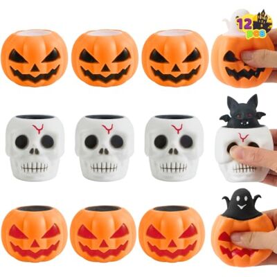 JOYIN 12 Stück Halloween-Quetsch-Spielzeug, Kürbis-Skelett, Quetschspielzeug für Halloween-Party, Geschenktütenfüller, niedliches Squeeze Geist-Spielzeug, Stressabbau, Angst für Kinder, Geschenk JOYIN 12 Stück Halloween-Quetsch-Spielzeug, Kürbis-Skelett, Quetschspielzeug für Halloween-Party, Geschenktütenfüller, niedliches Squeeze Geist-Spielzeug, Stressabbau, Angst für Kinder, Geschenk