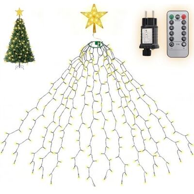 SALCAR 3m Weihnachtsbaum Lichterkette mit Christbaumspitze Stern, Warmweiß 500er 14 Girlanden für 180cm-350cm Tannenbaum, Weihnachtsbeleuchtung Außen mit Fernbedienung, Dimmbar, IP44, 8 Modi, Timer SALCAR 3m Weihnachtsbaum Lichterkette mit Christbaumspitze Stern, Warmweiß 500er 14 Girlanden für 180cm-350cm Tannenbaum, Weihnachtsbeleuchtung Außen mit Fernbedienung, Dimmbar, IP44, 8 Modi, Timer