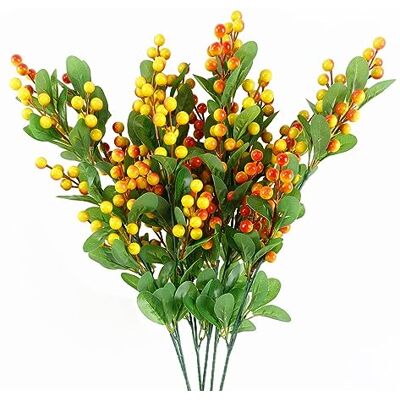 Künstliche Orange Beerenstängel - Packung 6, 70cm Künstliche Orange Beerenstängel - Packung 6, 70cm
