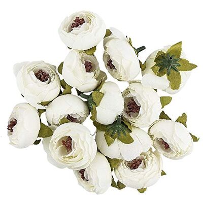 Ideen mit Herz Deko-Blüten, Kunstblumen, Blüten-Köpfe, Verschiedene Sorten, ca. Ø 4-5 cm (Ranunkel weiß 14 Stück) Ideen mit Herz Deko-Blüten, Kunstblumen, Blüten-Köpfe, Verschiedene Sorten, ca. Ø 4-5 cm (Ranunkel weiß 14 Stück)