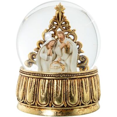 DRW Schneekugel mit musikalischer Krippe, aus Harz an Schnur, Weiß und Gold, 15 x 15 x 20 cm DRW Schneekugel mit musikalischer Krippe, aus Harz an Schnur, Weiß und Gold, 15 x 15 x 20 cm