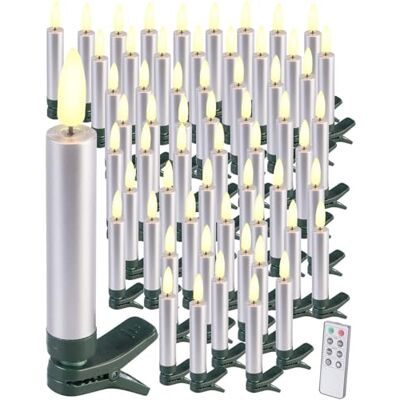 Lunartec LED Kerzen Baum: 60er-Set LED-Weihnachtsbaumkerzen mit täuschend echter Flamme, Silber (Kerzen Weihnachtsbaum Batterie, Licht Kerze Weihnachtsbaum, Dimmer) Lunartec LED Kerzen Baum: 60er-Set LED-Weihnachtsbaumkerzen mit täuschend echter Flamme, Silber (Kerzen Weihnachtsbaum Batterie, Licht Kerze Weihnachtsbaum, Dimmer)