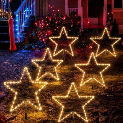 SALCAR 60cm 360 LED Stern Weihnachten aussen Weihnachtsbeleuchtung strom Große Sternform XXL als Weihnachtsdeko aus stabilem Metallgestell, Strahlende Lichtakzente zur Weihnachtszeit für outdoor SALCAR 60cm 360 LED Stern Weihnachten aussen Weihnachtsbeleuchtung strom Große Sternform XXL als Weihnachtsdeko aus stabilem Metallgestell, Strahlende Lichtakzente zur Weihnachtszeit für outdoor
