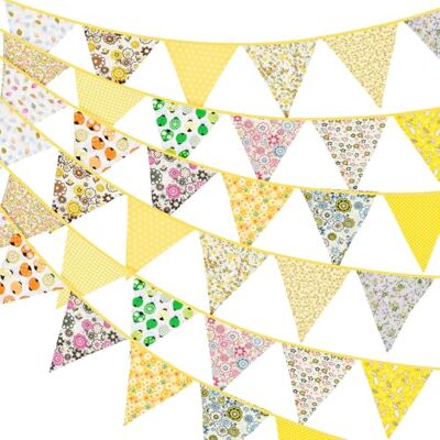 G2PLUS 10M Süße Beidseitig Wimpel Girlande Stoff: Gelb Bunting Wimpelkette, Stoffgirlande mit 36 STK Farbenfroh Wimpeln für Hochzeits Geburtstag Party,Kinderzimmer-Deko G2PLUS 10M Süße Beidseitig Wimpel Girlande Stoff: Gelb Bunting Wimpelkette, Stoffgirlande mit 36 STK Farbenfroh Wimpeln für Hochzeits Geburtstag Party,Kinderzimmer-Deko