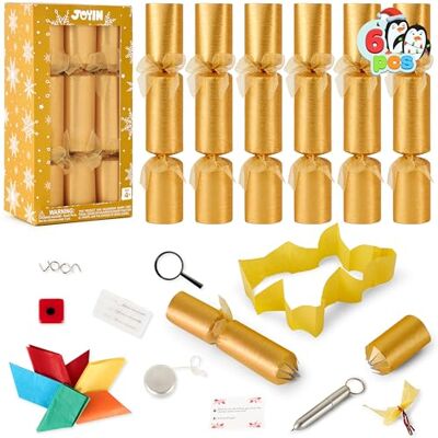JOYIN 6 Stück Knallbonbons für Weihnachten großes goldenes Weihnachts-Partyspielzeug ohne Druckknopf, Tischgeschenk-Set ohne Druckknopf mit Scherzmütze und Geschenken, lustige Weihnachtsgeschenke JOYIN 6 Stück Knallbonbons für Weihnachten großes goldenes Weihnachts-Partyspielzeug ohne Druckknopf, Tischgeschenk-Set ohne Druckknopf mit Scherzmütze und Geschenken, lustige Weihnachtsgeschenke