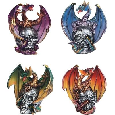 Armor 4-teiliges Figuren-Set mit grünen, blauen, roten, violetten Drachen auf Totenkopf, 7,6 cm hoch, exquisit detaillierte mythische Drachenfigur, handbemalte Sammlerstatue für Armor 4-teiliges Figuren-Set mit grünen, blauen, roten, violetten Drachen auf Totenkopf, 7,6 cm hoch, exquisit detaillierte mythische Drachenfigur, handbemalte Sammlerstatue für