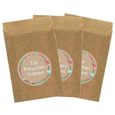 Papierdrachen 50 braune Papiertüten & 50 Freudentränen Aufkleber für die Hochzeit Verpackung für Freudentränen Taschentücher Vintage Deko (Papiertüten & Sticker) Set 6 Papierdrachen 50 braune Papiertüten & 50 Freudentränen Aufkleber für die Hochzeit Verpackung für Freudentränen Taschentücher Vintage Deko (Papiertüten & Sticker) Set 6