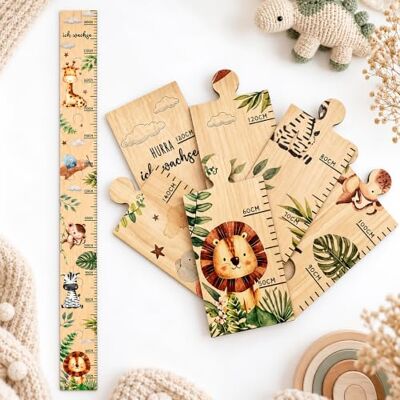 Relaxdays Messlatte Kinder, Dschungel-Design, Größenskala 50-180 cm, natur Holz, Wand Messleiste, Puzzle-Design, ohne Bohren, Inklusive Klebebepads, beschriftbar, Deko Relaxdays Messlatte Kinder, Dschungel-Design, Größenskala 50-180 cm, natur Holz, Wand Messleiste, Puzzle-Design, ohne Bohren, Inklusive Klebebepads, beschriftbar, Deko