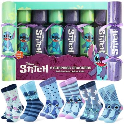 Disney Lilo Und Stitch Weihnachts Knallbonbons mit Socken, Marvel Mickey Mouse Frozen Christmas Crackers mit Lustige Socken Kleine Geschenke Weihnachten (Blaugrün/Lila Stitch Erwachsene) Disney Lilo Und Stitch Weihnachts Knallbonbons mit Socken, Marvel Mickey Mouse Frozen Christmas Crackers mit Lustige Socken Kleine Geschenke Weihnachten (Blaugrün/Lila Stitch Erwachsene)