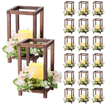 VEVOR 20er-Set Holzlaternen, inkl. 20x Laternen-Kerzenhaltern, 20x flammenlosen LED-Kerzen, 20x Champagner-Blumenkränzen für Hochzeitstisch, Party, Bauernhaus-Dekoration, Braun VEVOR 20er-Set Holzlaternen, inkl. 20x Laternen-Kerzenhaltern, 20x flammenlosen LED-Kerzen, 20x Champagner-Blumenkränzen für Hochzeitstisch, Party, Bauernhaus-Dekoration, Braun