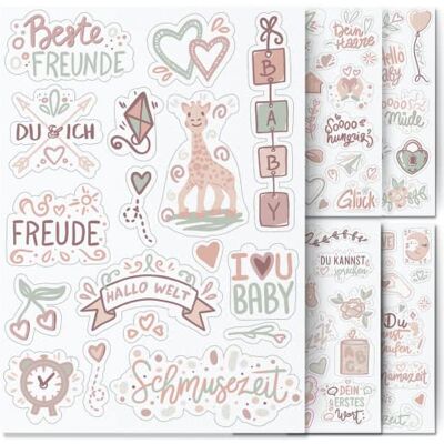 Fotospiel Sticker Baby by snaPmee Aufkleber für Babyalbum, Fotoalbum & Geschenke Set für Mädchen & Junge mit 133 Motiven auf 8 Bögen DIN-A5 Fotospiel Sticker Baby by snaPmee Aufkleber für Babyalbum, Fotoalbum & Geschenke Set für Mädchen & Junge mit 133 Motiven auf 8 Bögen DIN-A5