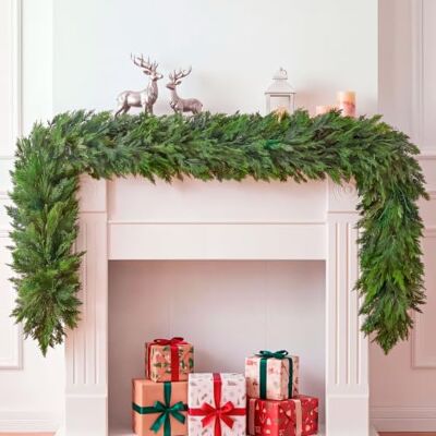 JOYIN Weihnachtsgirlande aus Zedernholz, realistisches Kiefern-Design, dick, üppig und biegbar, grüne Weihnachtsgirlande für Kaminsims, Tisch, Veranda, Innenbereich, Weihnachts-Party-Dekorationen JOYIN Weihnachtsgirlande aus Zedernholz, realistisches Kiefern-Design, dick, üppig und biegbar, grüne Weihnachtsgirlande für Kaminsims, Tisch, Veranda, Innenbereich, Weihnachts-Party-Dekorationen