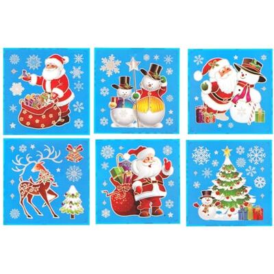 SHATCHI 3D-Weihnachts-Fensteraufkleber, bunt, 6 verschiedene Blätter, Weihnachts-Fensterdekorationen, Haftungen, wiederverwendbare Glas-Schneeflocken, Aufkleber, Weihnachtsszene, PVC, statische SHATCHI 3D-Weihnachts-Fensteraufkleber, bunt, 6 verschiedene Blätter, Weihnachts-Fensterdekorationen, Haftungen, wiederverwendbare Glas-Schneeflocken, Aufkleber, Weihnachtsszene, PVC, statische