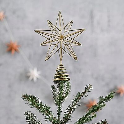 Ginger Ray Weihnachtsbaumspitze, goldfarben, 3D-Draht, Stern, dekoratives Zubehör Ginger Ray Weihnachtsbaumspitze, goldfarben, 3D-Draht, Stern, dekoratives Zubehör