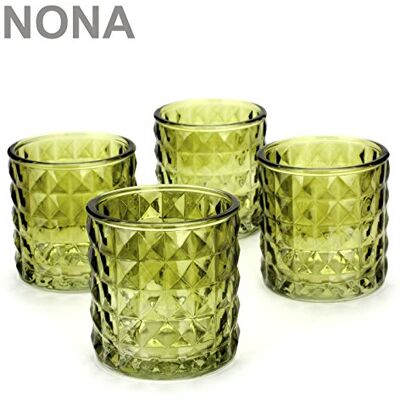 NoNa KAYO Wald grün 4er Set Teelichtglas schwer Kerzenglas Kerzengläser Windlichtglas orientalisch Vintage NoNa KAYO Wald grün 4er Set Teelichtglas schwer Kerzenglas Kerzengläser Windlichtglas orientalisch Vintage