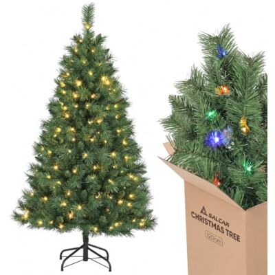 SALCAR Künstlicher Weihnachtsbaum mit Beleuchtung 120 cm 1,2 m kleiner Tannenbaum aus PVC mit 110 LEDs, umschaltbar zwischen Warmweiß und RGB-Farblicht, für Weihnachtsdekoration SALCAR Künstlicher Weihnachtsbaum mit Beleuchtung 120 cm 1,2 m kleiner Tannenbaum aus PVC mit 110 LEDs, umschaltbar zwischen Warmweiß und RGB-Farblicht, für Weihnachtsdekoration