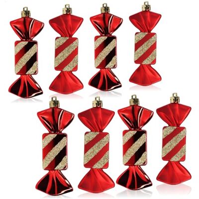 com-four ® 8X Christbaumanhänger Bonbon, Weihnachtskugel Geschenkbonbon Christbaumschmuck in Bonbon-Form für die Weihnachtsbaum-Dekoration bruchfester Baumschmuck com-four ® 8X Christbaumanhänger Bonbon, Weihnachtskugel Geschenkbonbon Christbaumschmuck in Bonbon-Form für die Weihnachtsbaum-Dekoration bruchfester Baumschmuck