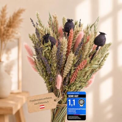 TIME4FLEUR ® Trockenblumenstrauß Blau L – Getrocknete Blumen mit Lavendel Pretty Midnight dunkelblau & natur, Mohnkapseln, Lagurus, Hafer, Tischdeko, handgebunden in Österreich, Geschenk für Frauen TIME4FLEUR ® Trockenblumenstrauß Blau L – Getrocknete Blumen mit Lavendel Pretty Midnight dunkelblau & natur, Mohnkapseln, Lagurus, Hafer, Tischdeko, handgebunden in Österreich, Geschenk für Frauen