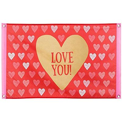 Boland 48001 Dekorationsfahne Love You!, Größe 60 x 90 cm, Liebe, Herz, Valentinstag, Flagge, Polyester, Banner, Wanddekoration, Liebeserklärung, Mottoparty, Geburstag Boland 48001 Dekorationsfahne Love You!, Größe 60 x 90 cm, Liebe, Herz, Valentinstag, Flagge, Polyester, Banner, Wanddekoration, Liebeserklärung, Mottoparty, Geburstag