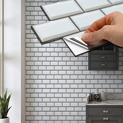 WALPLUS Wandfliesen Aufkleber 24pcs 11.2x5.5"/28.5x14cm Brilliant White Subway Brick fliesenaufkleber Klebefliesen Selbstklebende tapete Fliesenfolie Küche Schälen und Stick fliesen WALPLUS Wandfliesen Aufkleber 24pcs 11.2x5.5"/28.5x14cm Brilliant White Subway Brick fliesenaufkleber Klebefliesen Selbstklebende tapete Fliesenfolie Küche Schälen und Stick fliesen