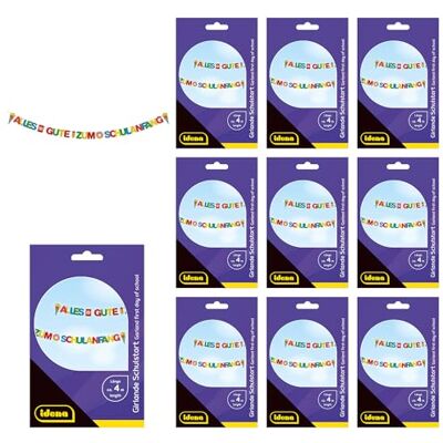 Idena 90288 Girlanden für den Schulstart, 10 Stück je ca. 4 m lang, Bunte Papiergirlande mit Buchstaben und Zuckertüten, Deko zur Einschulung Idena 90288 Girlanden für den Schulstart, 10 Stück je ca. 4 m lang, Bunte Papiergirlande mit Buchstaben und Zuckertüten, Deko zur Einschulung