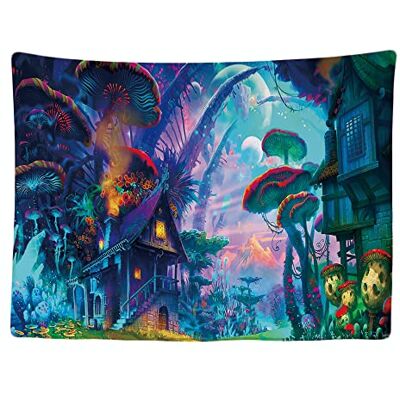 Ulticool Wandteppich Dekoration Wohnung Psychedelic Haus Natur Wald 200 x 150 cm groß Wandtuch Wandbehänge Accessoires für Schlafzimmer Wohnzimmer Ulticool Wandteppich Dekoration Wohnung Psychedelic Haus Natur Wald 200 x 150 cm groß Wandtuch Wandbehänge Accessoires für Schlafzimmer Wohnzimmer