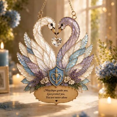 Nuvatrix Buntglas-Stil Schwan Anhänger, dekorativer Acryl-Sonnenfänger für Fenster Auto und Weihnachtsbaum Ornament, bunter Lichtreflektor, herzförmige hängende Dekoration, Weihnachten Home Decor Nuvatrix Buntglas-Stil Schwan Anhänger, dekorativer Acryl-Sonnenfänger für Fenster Auto und Weihnachtsbaum Ornament, bunter Lichtreflektor, herzförmige hängende Dekoration, Weihnachten Home Decor
