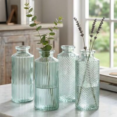 levandeo 4er Set Vase Glas Grün H14cm Grau Glas Blumenvase Tischdeko Frühling Blumendeko Glasvase Dekovase levandeo 4er Set Vase Glas Grün H14cm Grau Glas Blumenvase Tischdeko Frühling Blumendeko Glasvase Dekovase