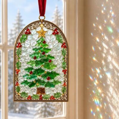 Nuvatrix Weihnachts-Sonnenfänger aus Glas, Buntglas-Stil, Acryl-Fensterdekoration, niedlicher Baum/Schneemann/Lebkuchen-Sonnenfänger, Panel für drinnen und draußen, Haus, Garten, Dekoration Nuvatrix Weihnachts-Sonnenfänger aus Glas, Buntglas-Stil, Acryl-Fensterdekoration, niedlicher Baum/Schneemann/Lebkuchen-Sonnenfänger, Panel für drinnen und draußen, Haus, Garten, Dekoration