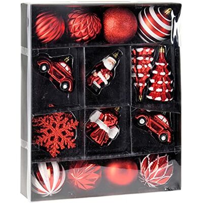 Spetebo Weihnachtsbaumschmuck Set 20 Teile rot weiß aus Kunststoff Christbaum Dekoration Kugeln Tannenbaum Schneeflocken Weihnachtsmann Engel Spetebo Weihnachtsbaumschmuck Set 20 Teile rot weiß aus Kunststoff Christbaum Dekoration Kugeln Tannenbaum Schneeflocken Weihnachtsmann Engel