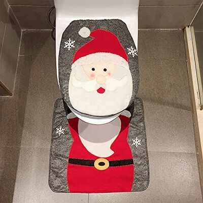 Chedin Toilettensitzbezug Weihnachten WC Sitz Cover Teppich Weihnachtsdeko Toilette Dekorationen Weihnachtsmann Schneemann Elch Toilettenvorleger Set 2 Stücke (Weihnachtsmann) Chedin Toilettensitzbezug Weihnachten WC Sitz Cover Teppich Weihnachtsdeko Toilette Dekorationen Weihnachtsmann Schneemann Elch Toilettenvorleger Set 2 Stücke (Weihnachtsmann)