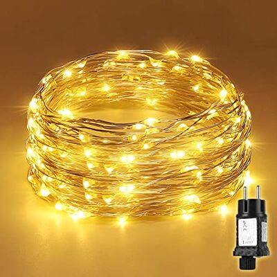 SALCAR 20m Kupfer Draht Lichterkette Innen Außen, 200er LED Weihnachtsdeko Kupferdraht 4,5V Strom mit 8 Modi und Speicherfunktion, Warmweiß SALCAR 20m Kupfer Draht Lichterkette Innen Außen, 200er LED Weihnachtsdeko Kupferdraht 4,5V Strom mit 8 Modi und Speicherfunktion, Warmweiß